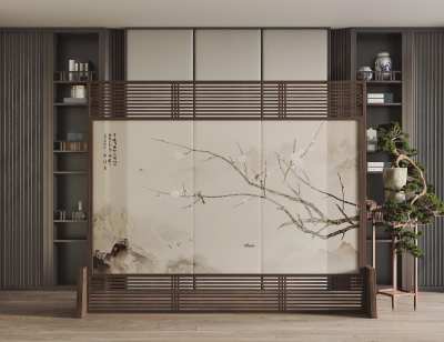 新中式屏风3D模型下载